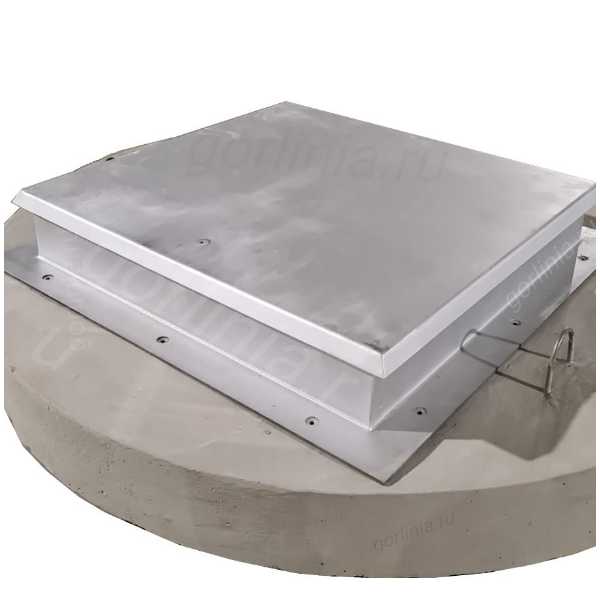 Люки технологические Лаз-Н из нержавеющей стали - закрытая крышка, поднятая над уровнем разгрузочной плиты